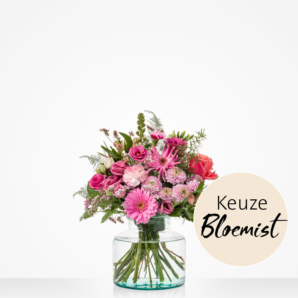 Rond boeket roze - Keuze bloemist